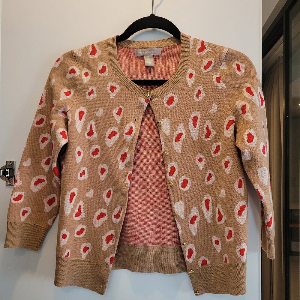 leopard print 3/4 sleeve cardigan